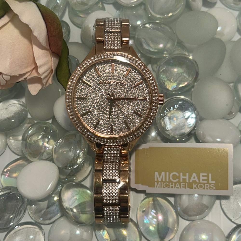 Michael Kors Pave Rose Gold Tone Watch MK3799